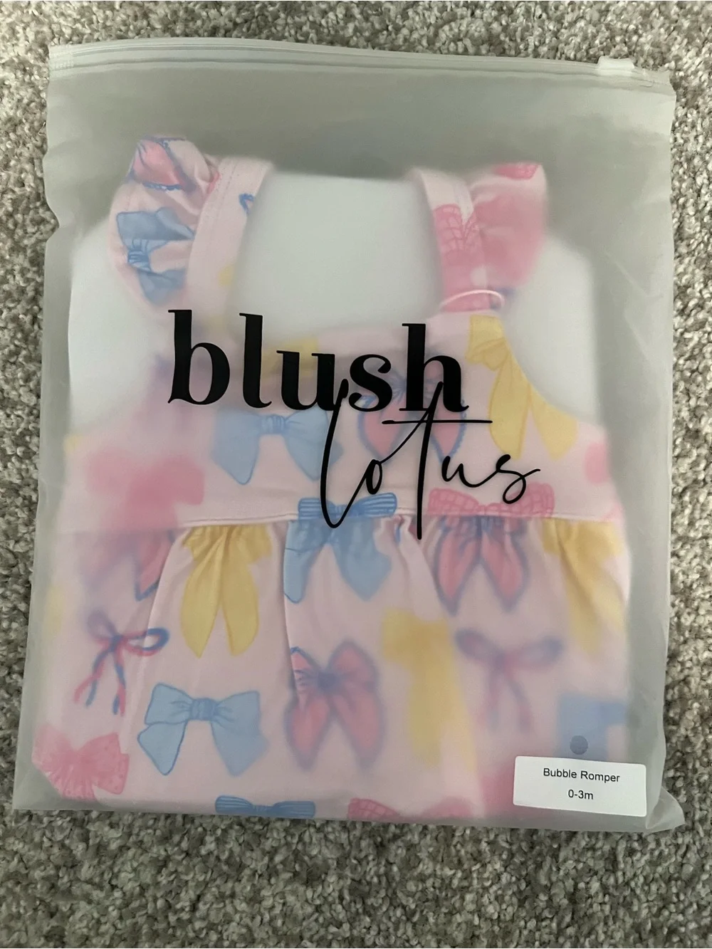 Blush Lotus Madelyn bow bubble romper size 18-24 months